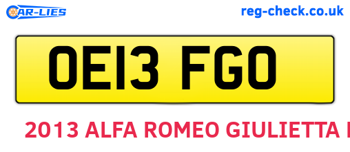 OE13FGO are the vehicle registration plates.