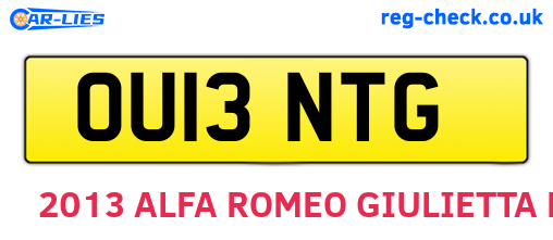 OU13NTG are the vehicle registration plates.