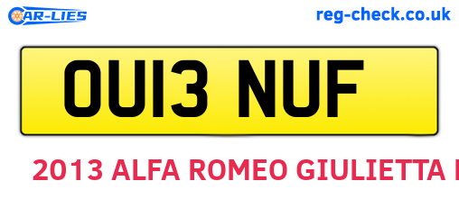 OU13NUF are the vehicle registration plates.