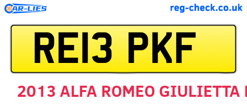 RE13PKF are the vehicle registration plates.