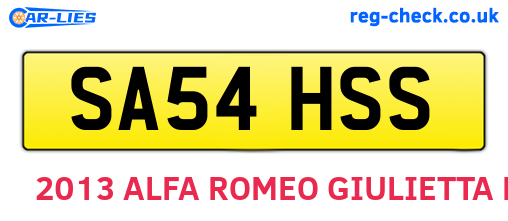 SA54HSS are the vehicle registration plates.