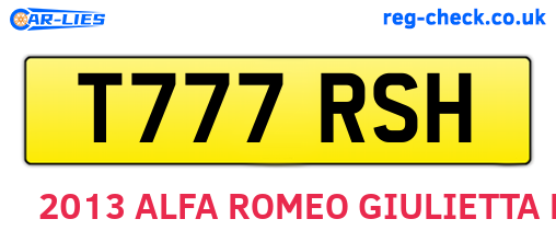 T777RSH are the vehicle registration plates.