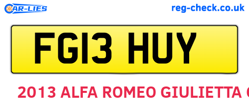 FG13HUY are the vehicle registration plates.