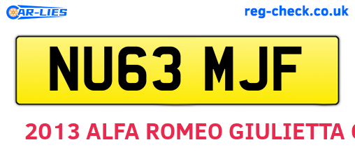 NU63MJF are the vehicle registration plates.