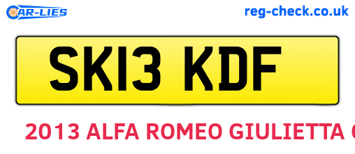 SK13KDF are the vehicle registration plates.