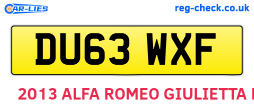 DU63WXF are the vehicle registration plates.
