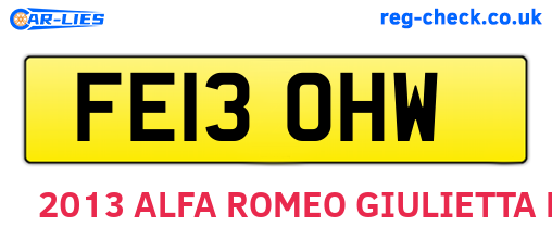 FE13OHW are the vehicle registration plates.