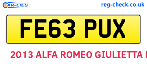 FE63PUX are the vehicle registration plates.