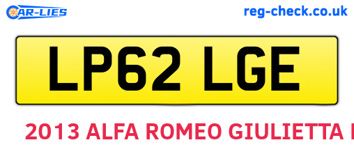 LP62LGE are the vehicle registration plates.