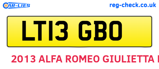 LT13GBO are the vehicle registration plates.