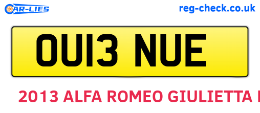 OU13NUE are the vehicle registration plates.