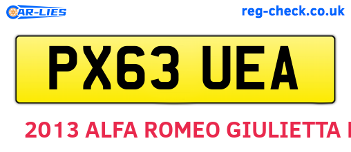 PX63UEA are the vehicle registration plates.