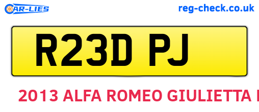 R23DPJ are the vehicle registration plates.