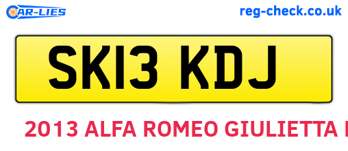 SK13KDJ are the vehicle registration plates.