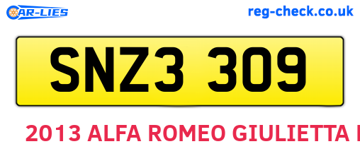 SNZ3309 are the vehicle registration plates.