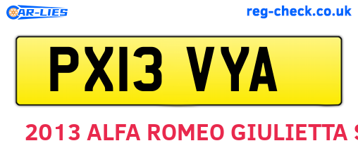 PX13VYA are the vehicle registration plates.