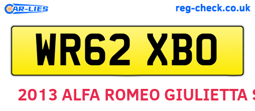 WR62XBO are the vehicle registration plates.