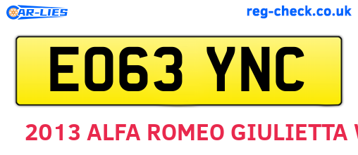 EO63YNC are the vehicle registration plates.