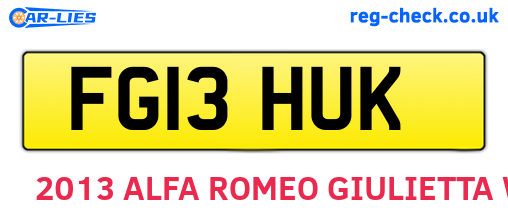 FG13HUK are the vehicle registration plates.