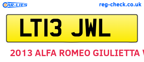 LT13JWL are the vehicle registration plates.