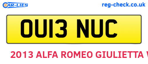 OU13NUC are the vehicle registration plates.