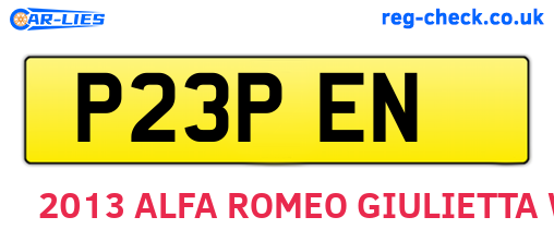 P23PEN are the vehicle registration plates.