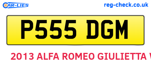 P555DGM are the vehicle registration plates.