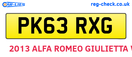 PK63RXG are the vehicle registration plates.