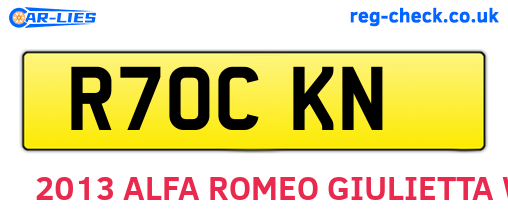 R70CKN are the vehicle registration plates.