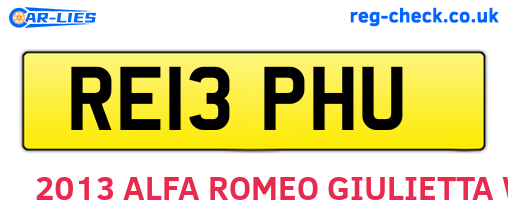 RE13PHU are the vehicle registration plates.