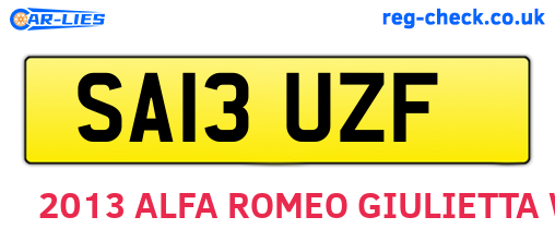 SA13UZF are the vehicle registration plates.