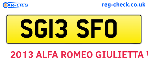 SG13SFO are the vehicle registration plates.