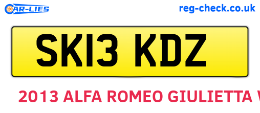 SK13KDZ are the vehicle registration plates.