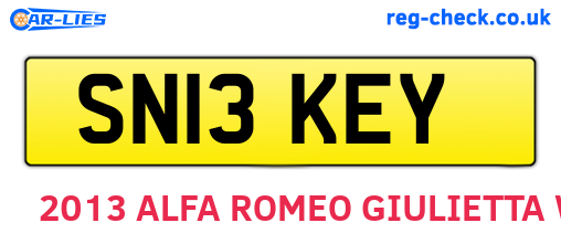 SN13KEY are the vehicle registration plates.