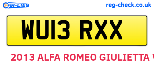 WU13RXX are the vehicle registration plates.