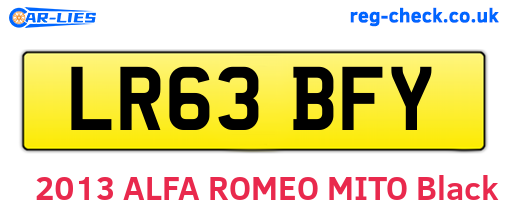 LR63BFY are the vehicle registration plates.