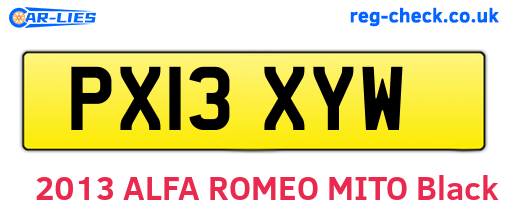 PX13XYW are the vehicle registration plates.