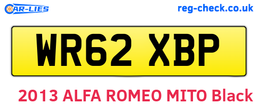 WR62XBP are the vehicle registration plates.