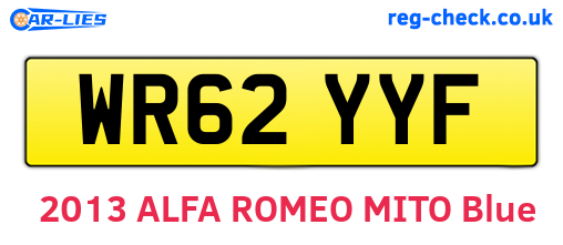 WR62YYF are the vehicle registration plates.
