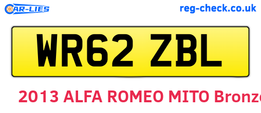 WR62ZBL are the vehicle registration plates.