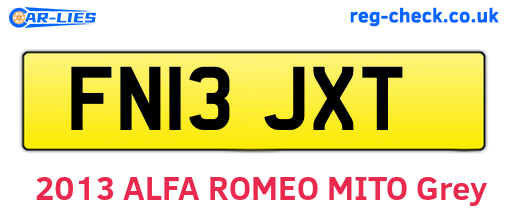 FN13JXT are the vehicle registration plates.