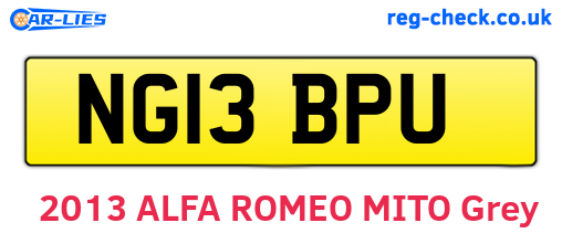 NG13BPU are the vehicle registration plates.