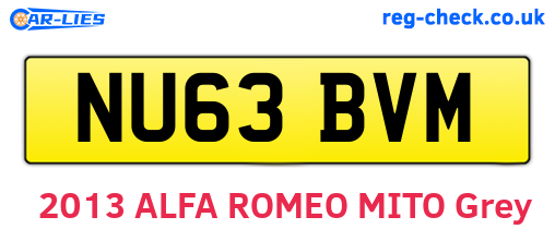 NU63BVM are the vehicle registration plates.