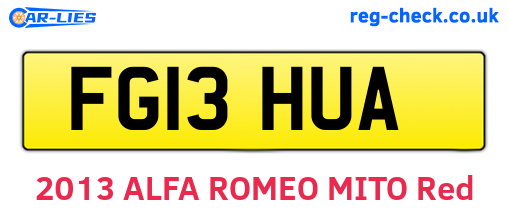 FG13HUA are the vehicle registration plates.
