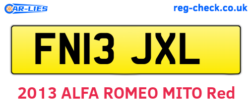 FN13JXL are the vehicle registration plates.