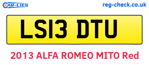 LS13DTU are the vehicle registration plates.