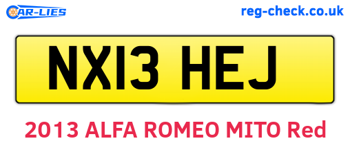 NX13HEJ are the vehicle registration plates.