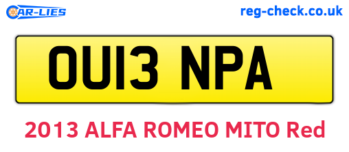 OU13NPA are the vehicle registration plates.