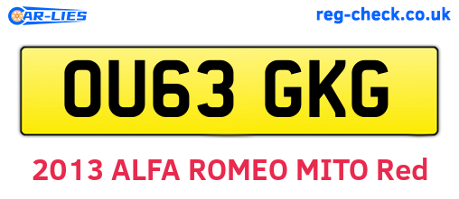 OU63GKG are the vehicle registration plates.