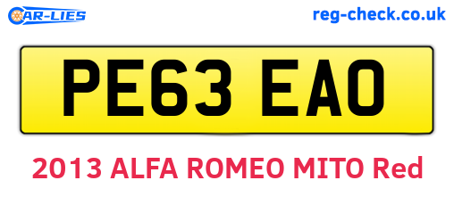 PE63EAO are the vehicle registration plates.